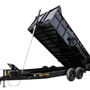 7x16 Telescopic Dump Trailer with 3ft Sides Powder Coated (2) 7K Axles GVWR 14k