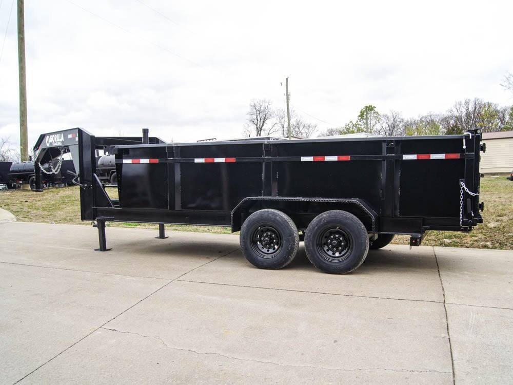 7x16 Gorilla Telescopic Gooseneck IBeam Dump Trailer 3ft Sides (2) 7K Axles - Image 5