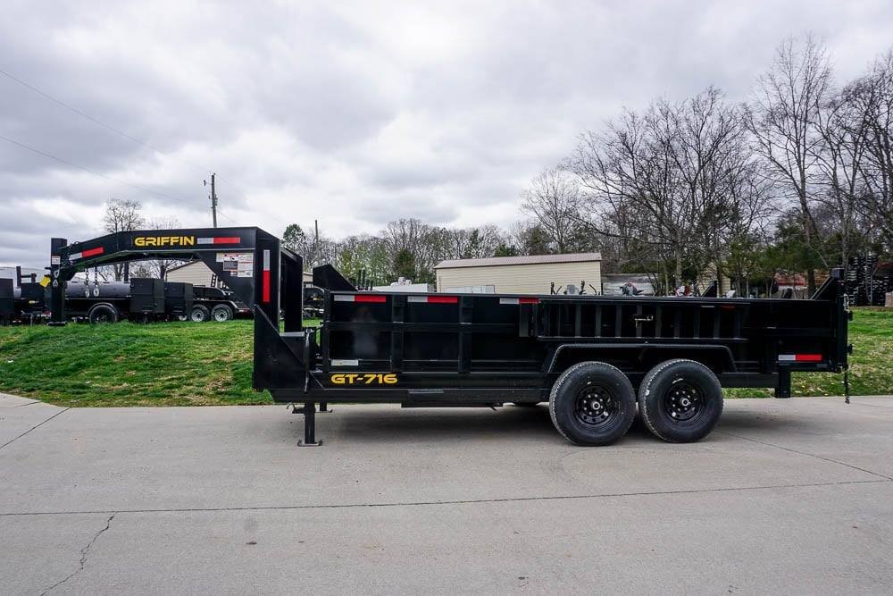 Hydraulic 7'x16' 2ft Side Gooseneck Dump Trailer (2) 7K Axles - Image 4