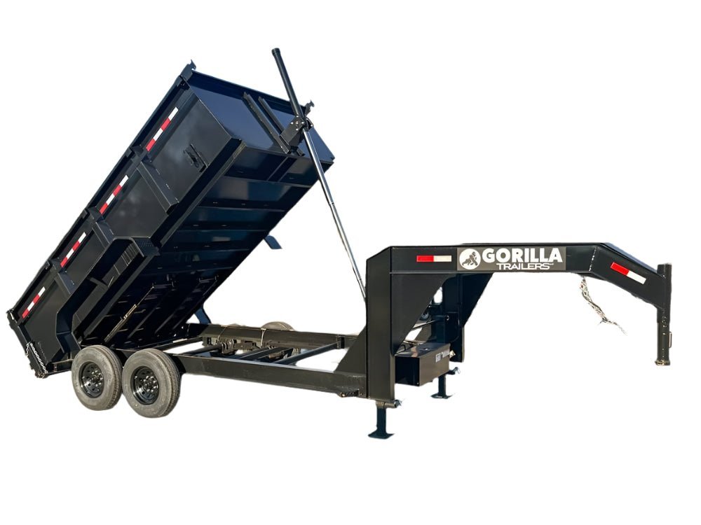 7x14 Gorilla Telescopic Gooseneck IBeam Dump Trailer 3ft Sides (2) 7K Axles